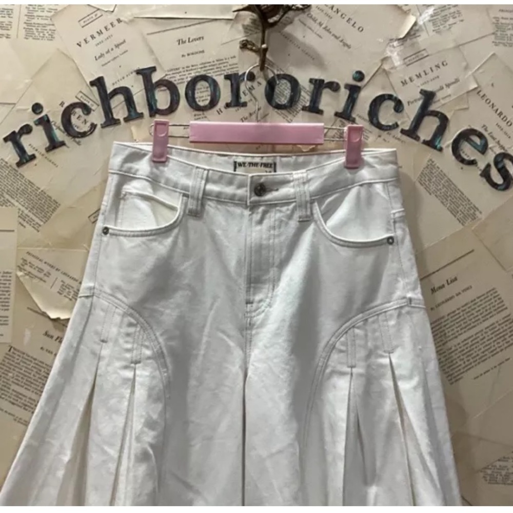 Free People Pandora Wide Leg Jeans We The Free Pleated Front Pockets Heavenly - Picture 6 of 7